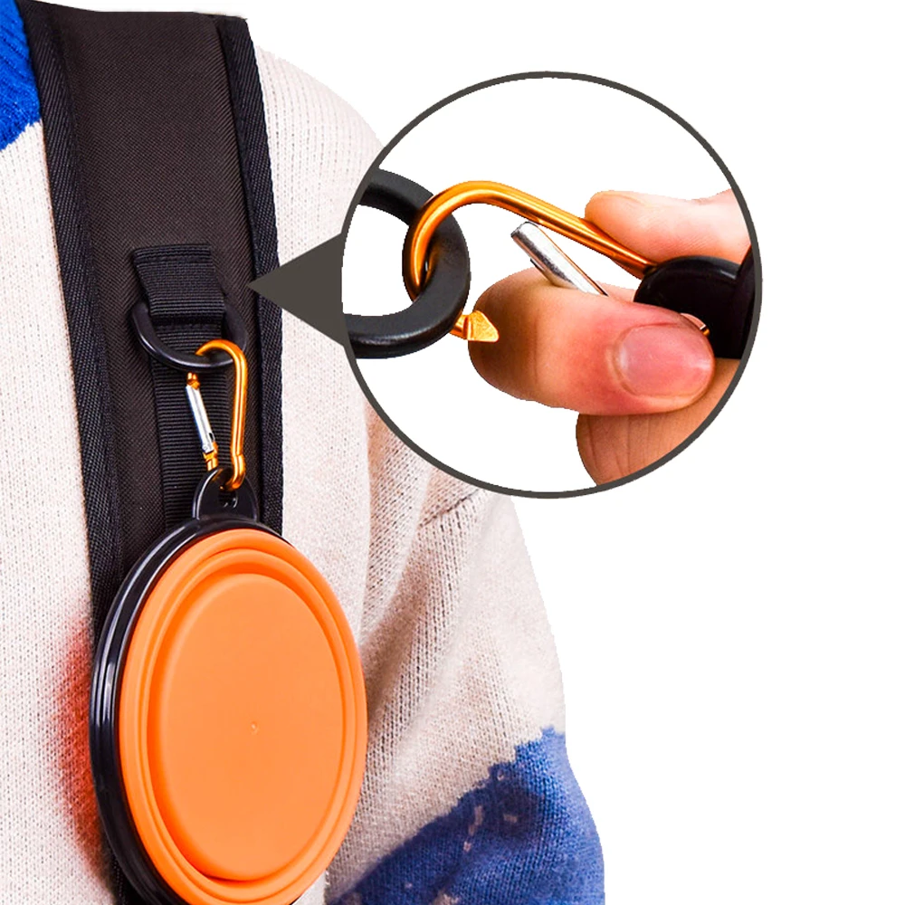 Cuenco de silicona suave para mascotas, recipiente plegable portátil de viaje para comida, agua, almacenamiento colgante, sin olor, 350ml, 1 unidad