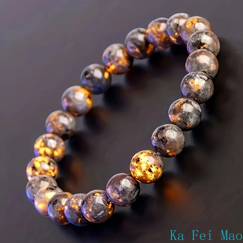 1 pulsera de cuentas de piedra de llama Natural para hombres y mujeres, potente Chakra Yooperlite, piedra de fuego, meditación energética, brazalete Fengshui, joyería