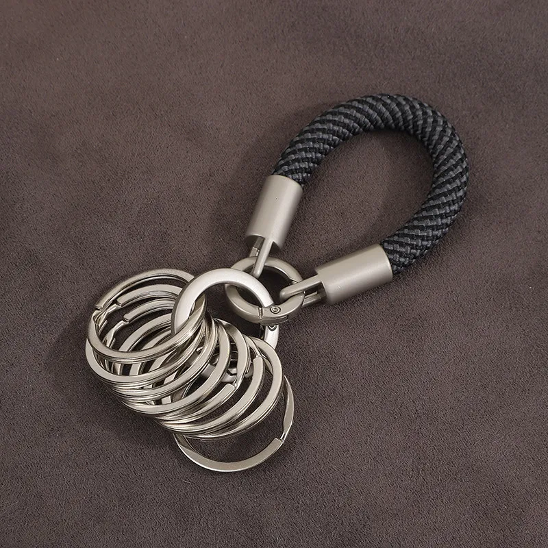 Llavero Minimalista de Aleación de Titanio con Acabado Natural, Organizador de Múltiples Anillos, Cordón Multifuncional, Estilo Insta