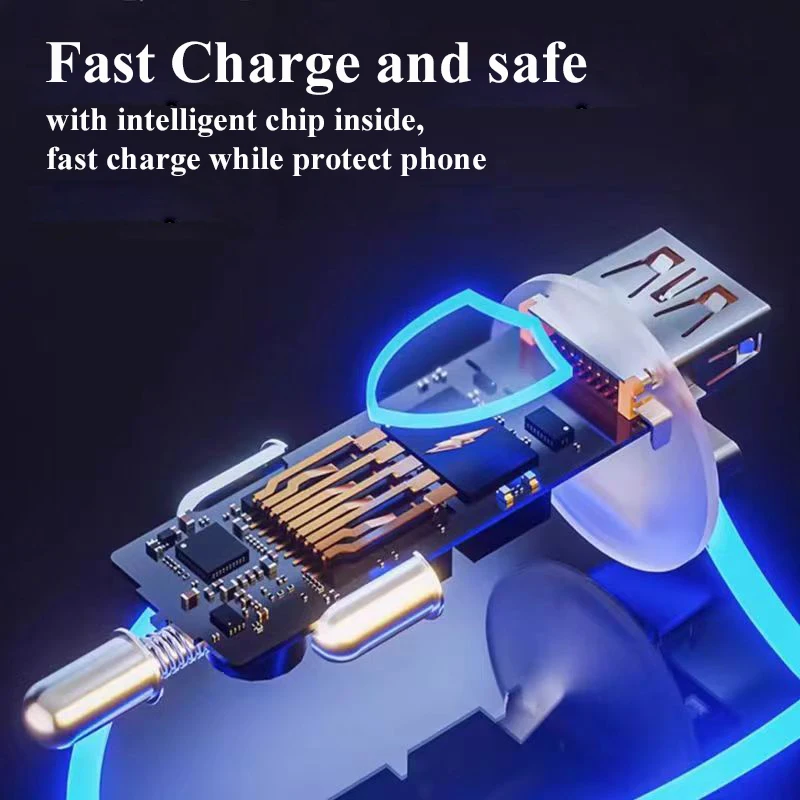 Cargador de coche USB de Metal EDEBA con Cable tipo C 12V adaptador de vehículo de carga súper rápida 2 en 1 para iPhone Samsung Huawei VIVO OPPO
