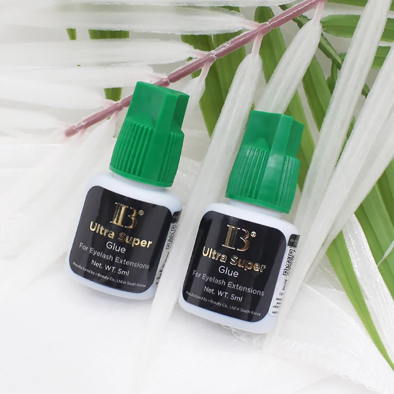 5 Botellas de Pegamento para Extensión de Pestañas IBeauty Ultra Super IB, Suministros de Pegamento con Tapa Verde, Herramientas de Maquillaje, Adhesivo de Alta Resistencia, Secado Rápido en 2 Segundos, Corea