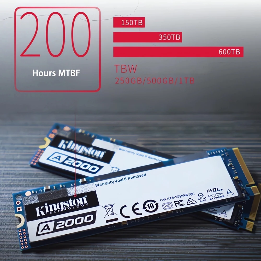 Kingston-disco duro interno de estado sólido para PC, Notebook y escritorio, SSD NVMe PCIe M.2 2280, 250GB, 500GB, 1TB
