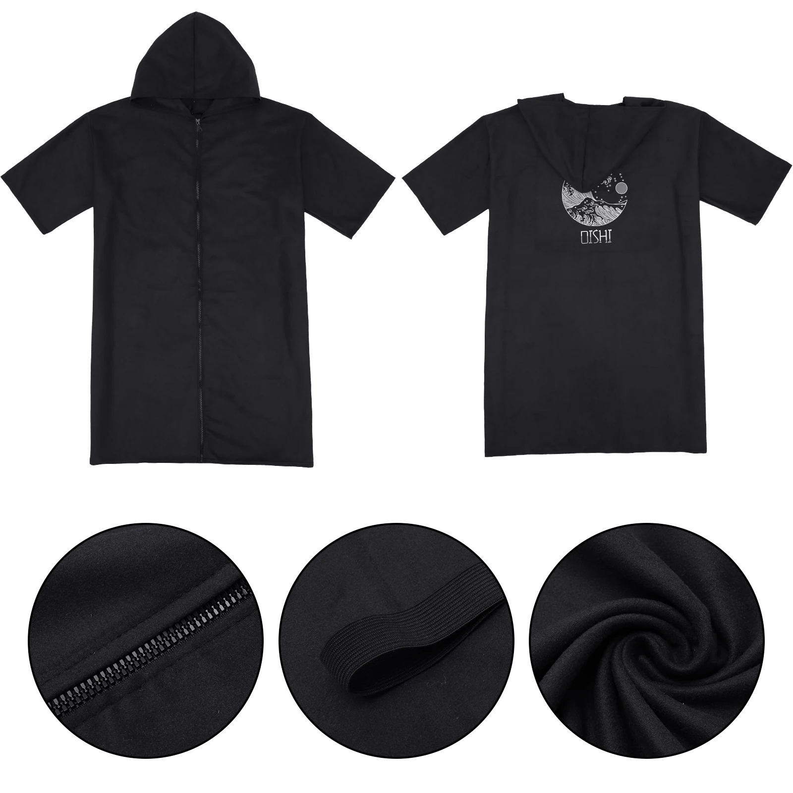 Bata cambiante con capucha, Poncho de toalla de microfibra con cremallera, Poncho de Surf de manga corta, bata de toalla cambiante de gran tamaño de secado rápido, nuevo