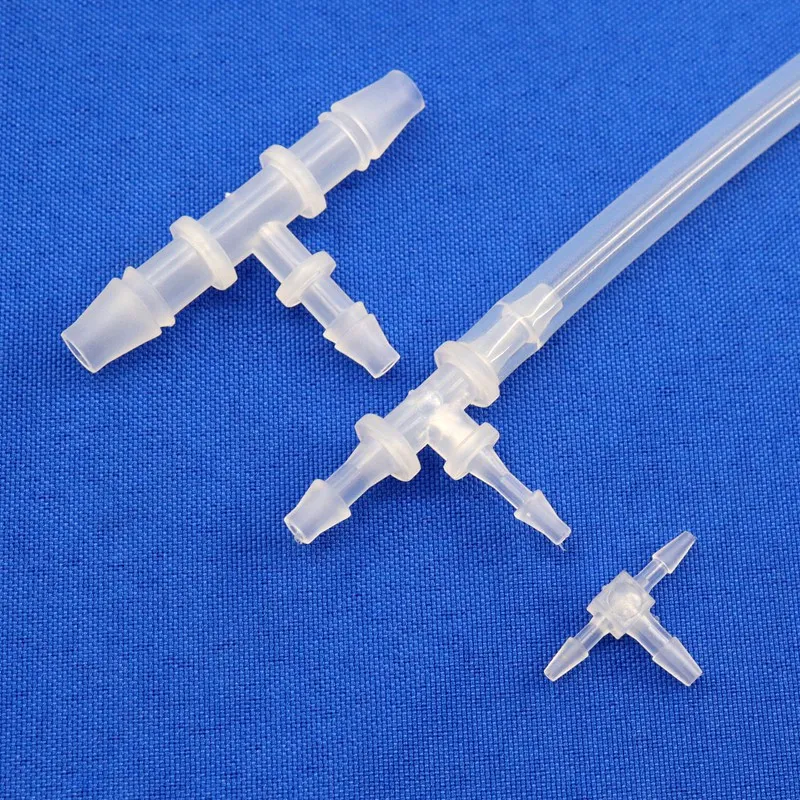 5 ~ 100 Uds 4mm tipo T reductor en T conector de plástico PP adaptador de Pagoda desviador de agua accesorios de tubería de riego manguera junta de acuario