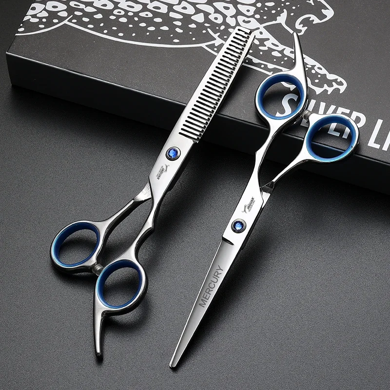 Tijeras de Peluquería para Cortar y Entresacar Cabello, Tijeras de Barbero de 6 Pulgadas, Herramientas de Peluquería, Tijeras Profesionales de Alta Calidad