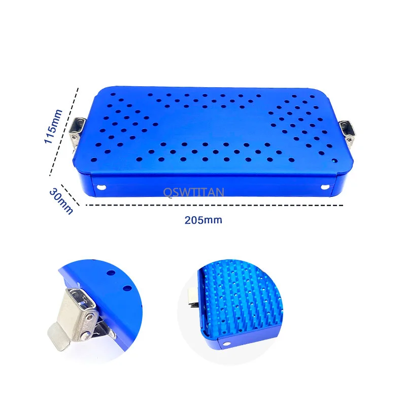 Caja de esterilización, bandeja de esterilización, nivel único con almohadilla de silicona, instrumento quirúrgico Dental de aluminio para ojos