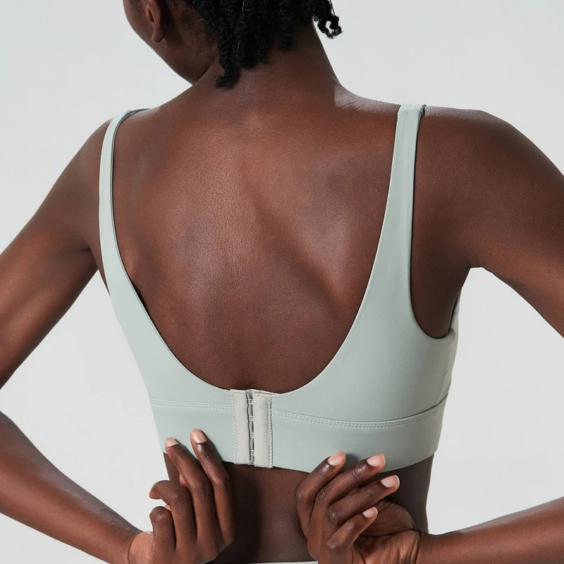 Sujetador de Yoga de alto impacto para mujer, ropa interior deportiva de Color sólido, Sexy, Ajustable, transpirable, para gimnasio, correr, Top con almohadillas