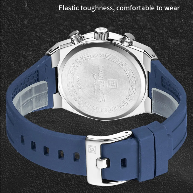 Relojes NAVIFORCE para hombre, cronógrafo multifuncional, correa de silicona, manecillas luminosas, resistente al agua hasta 3ATM, alta calidad, Original para hombre