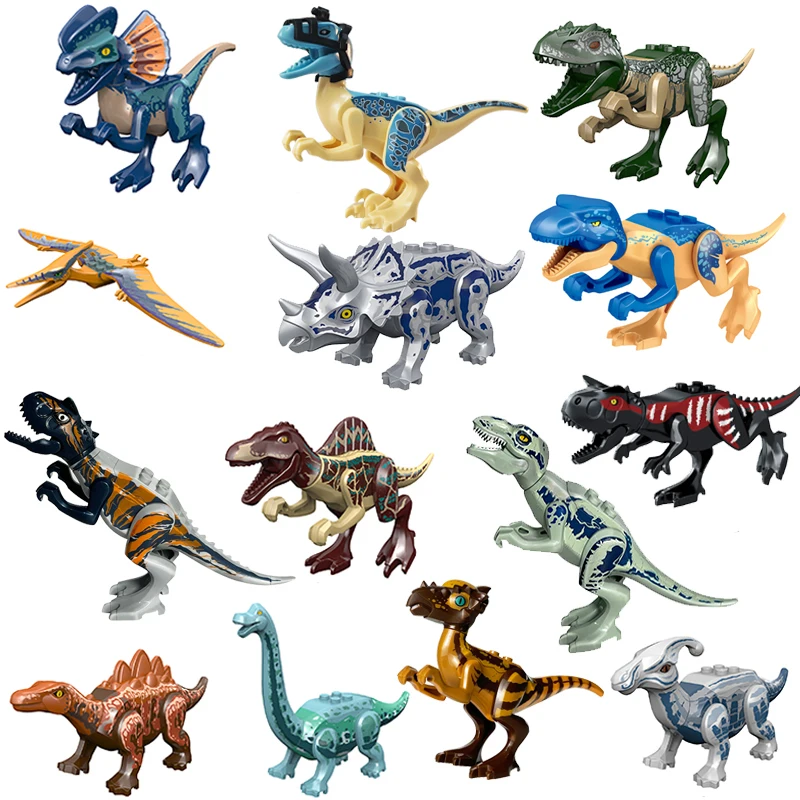 Bloques de construcción de dinosaurios jurásicos Indominus Rex DIY figuras de acción de tiranosaurio modelos juguetes para niños animales regalos de navidad