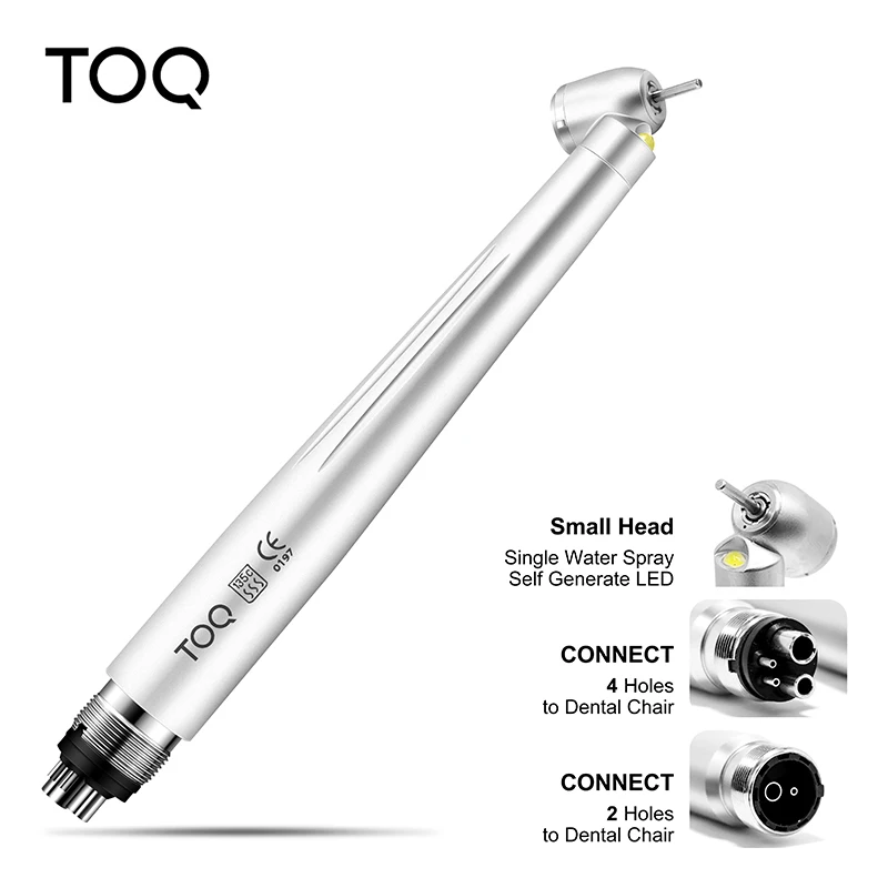Pieza de mano LED de alta velocidad de 45 grados, generador electrónico, botón pulsador integrado, herramienta de odontología con pulverizador de agua individual