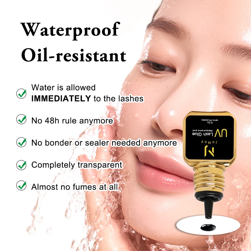 JOMAY 3 Botellas de Pegamento UV Negro de 5ml para Extensiones de Pestañas, Baja Irritación, Secado Rápido en 0.5 Segundos, Productos de Maquillaje UV