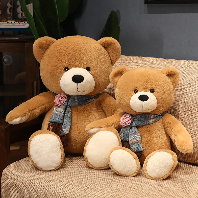 Oso de peluche clásico bonito de 35/50/60CM, juguetes de peluche Kawaii con pajarita, almohada de peluche, muñecos suaves rellenos para niños y niñas, regalos para amantes