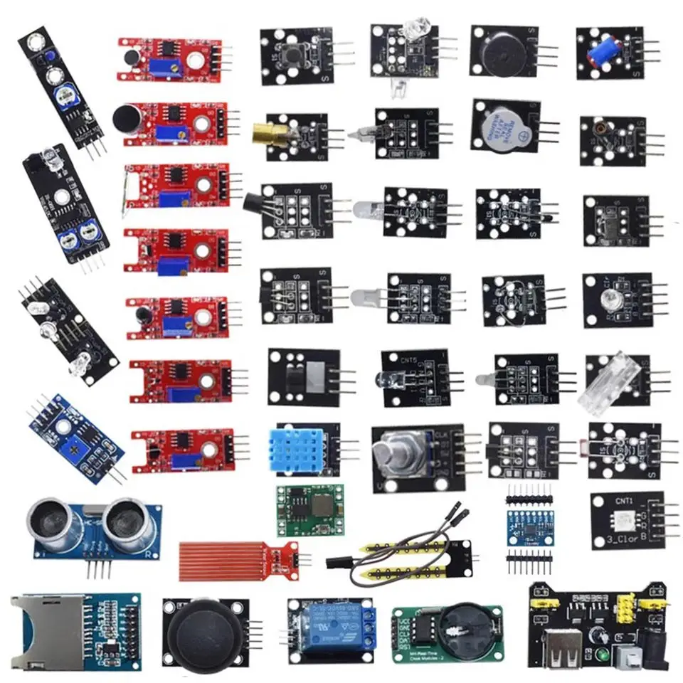 Para arduino 45 en 1 módulos de sensores Kit de inicio mejor que el kit de sensores 37 en 1 Kit de sensores 37 en 1 para UNO R3 MEGA2560