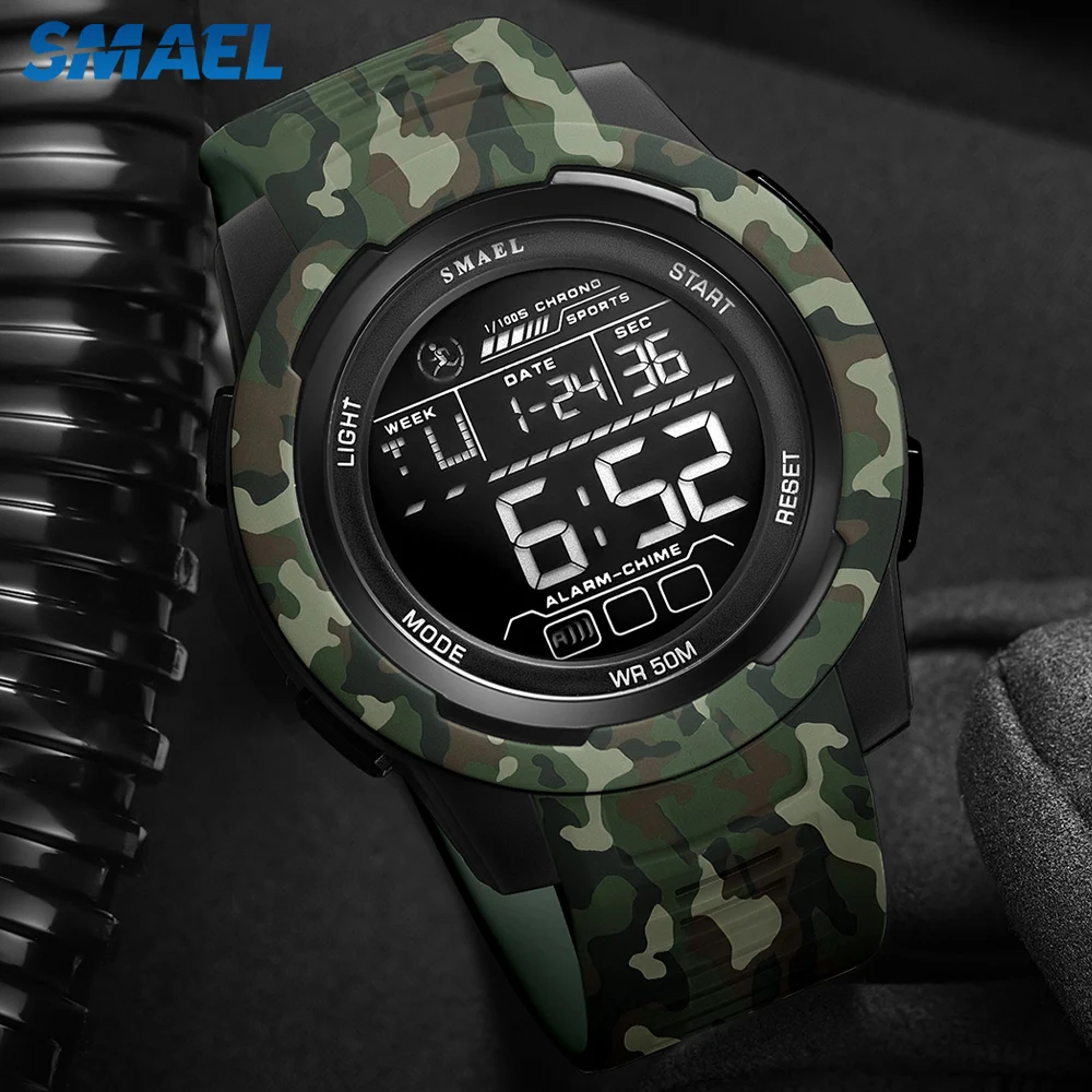 Nuevos relojes SMAEL 8105 con correa de camuflaje, reloj deportivo militar para hombres, reloj de pulsera Digital de moda, relojes impermeables a prueba de golpes