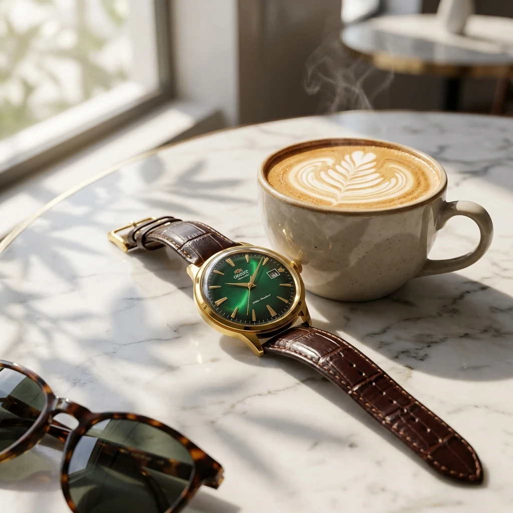 Reloj de pulsera automático vintage ORIENT de 21 joyas con fecha única, esfera luminosa, correa de cuero de vaca, resistente al agua, reloj para hombre