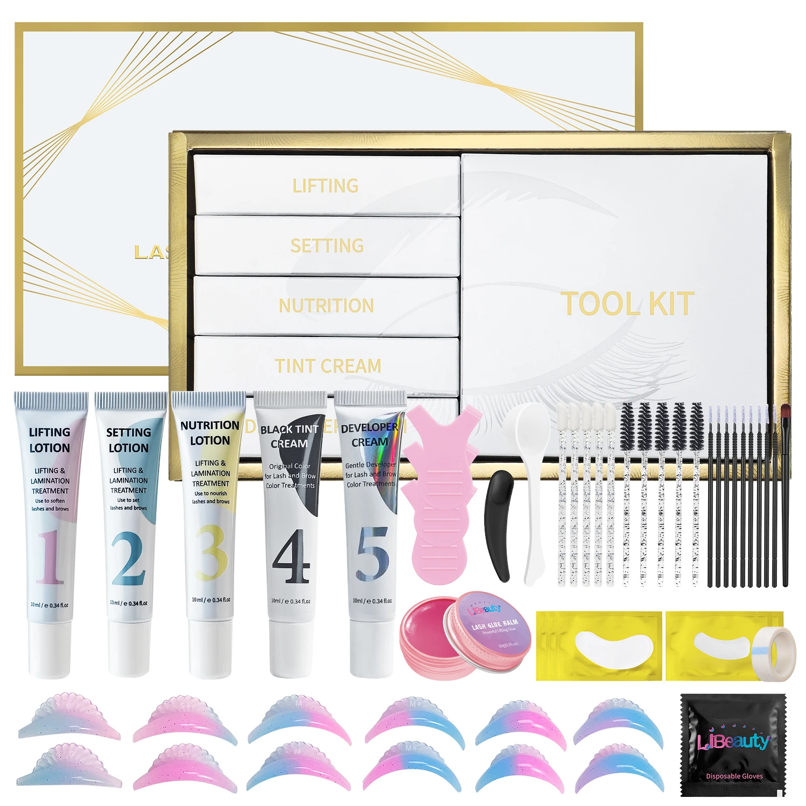 Kit de Lifting y Tinte de Pestañas Libeauty, Laminación de Cejas, Lifting de Pestañas, Permanente de Pestañas, Tinte para Ojos, Para Pestañas Voluminosas y Cejas, Uso Doméstico