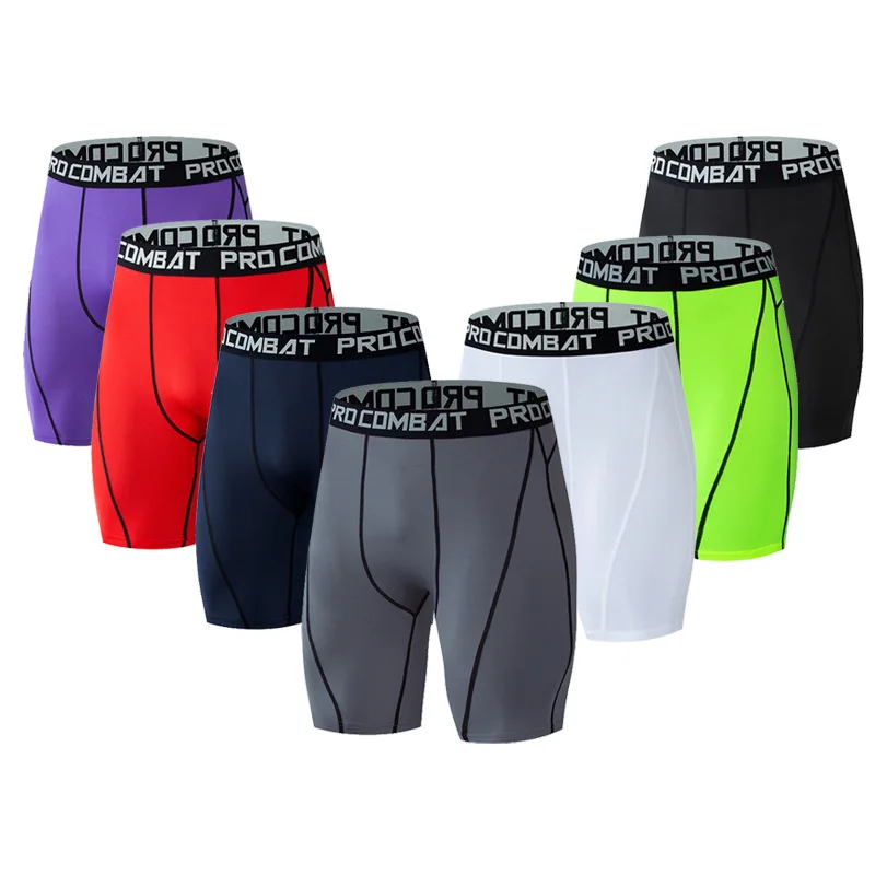 Pantalones cortos de culturismo para Hombre, bragas de gimnasio con entrepierna para entrenamiento físico, medias de compresión elásticas para músculos vivos, mallas ajustadas para Hombre