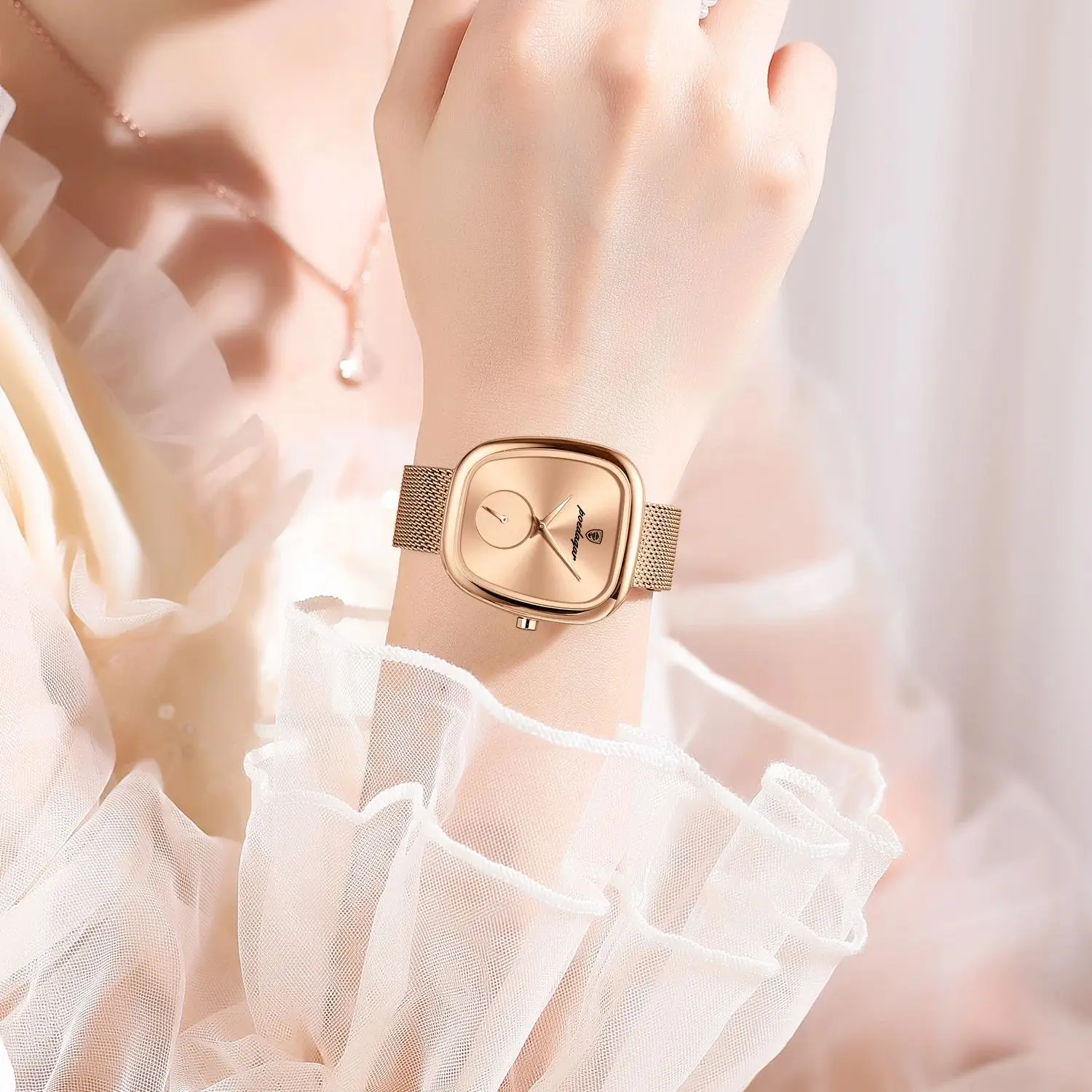 Reloj POEDAGAR de marca de lujo para mujer, relojes de malla de acero inoxidable resistentes al agua para mujer, Reloj de pulsera de cuarzo elegante a la moda para mujer