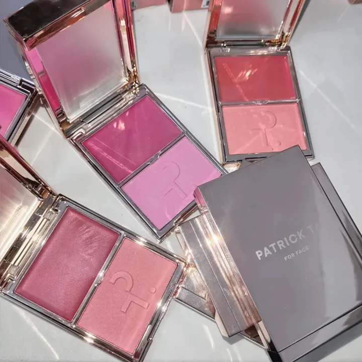 Paleta de Maquillaje Facial 2 en 1 de la Marca Popular Patrick, Colorete en Crema y Polvo de Doble Color, Iluminador Brillante, Cosméticos para Mujer