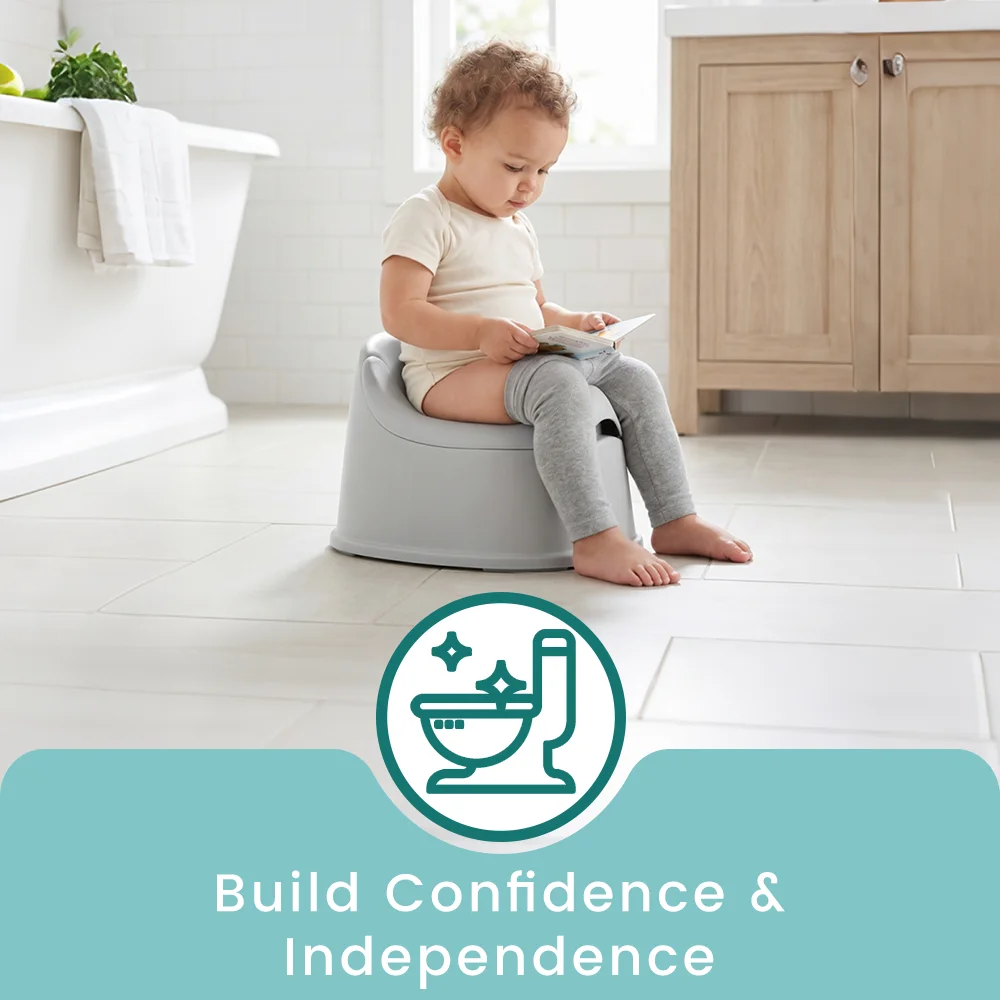 Inodoro Ergonómico para Bebés, Silla de Inodoro Elevada con Base Antideslizante, Fácil de Limpiar, Rosa/Gris