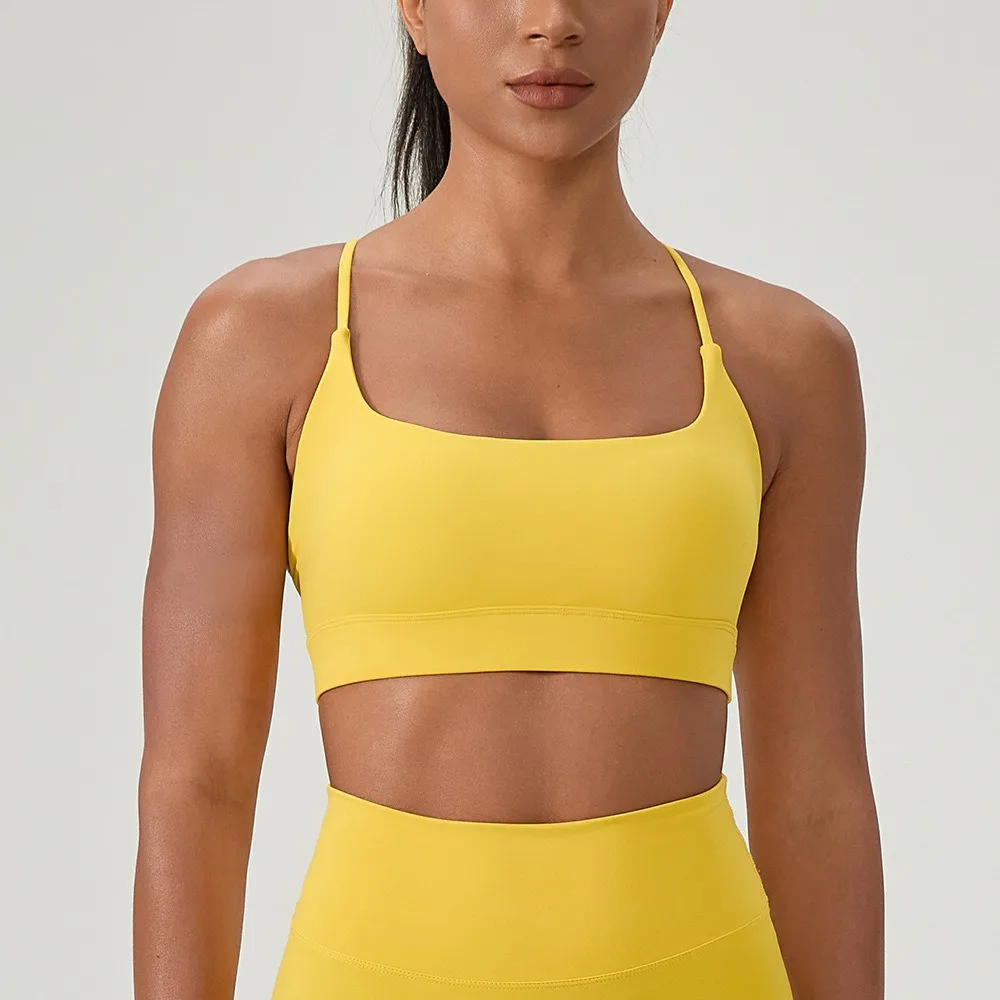 Sujetador de Yoga Sexy para mujer, Sujetador deportivo transpirable con correa cruzada para correr, Fitness, entrenamiento, Sujetador deportivo, sujetador de entrenamiento para gimnasio