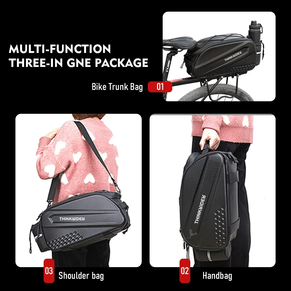 ThinkRider-Bolsa de coraza para bicicleta, bolsa de gran capacidad, Material antisalpicaduras, con cubierta para lluvia, 14L