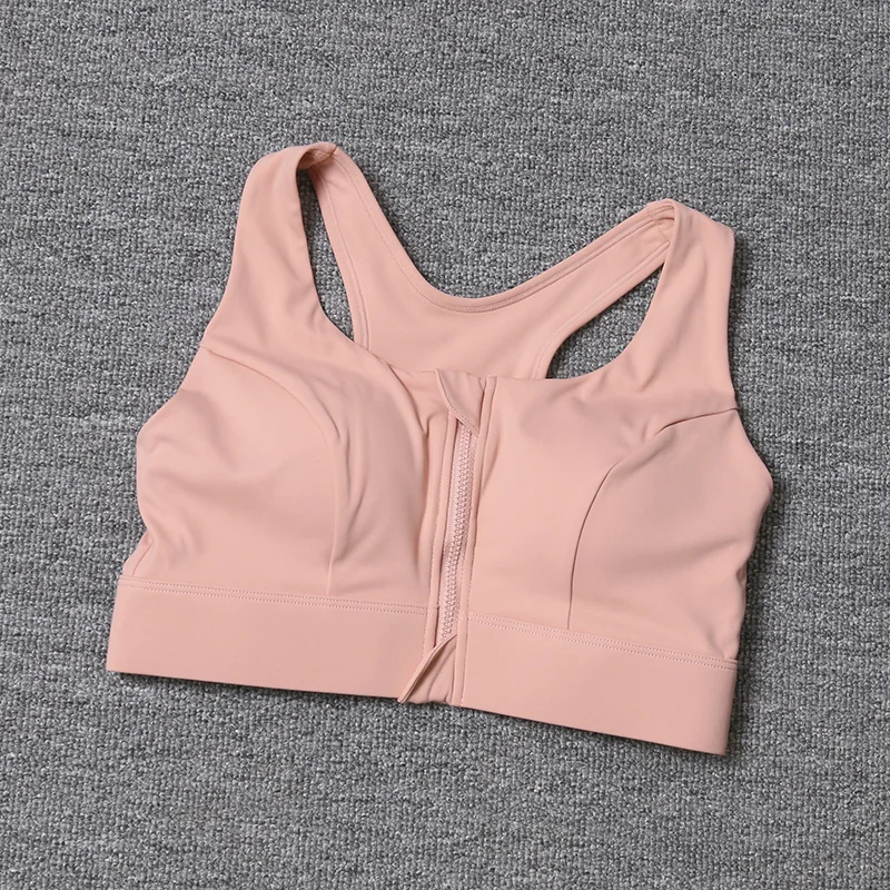 Nuevo sujetador deportivo para mujer 2026 con cremallera frontal ajustable, alta resistencia, a prueba de golpes, fruncido, sexy y con espalda cruzada para entrenamiento.