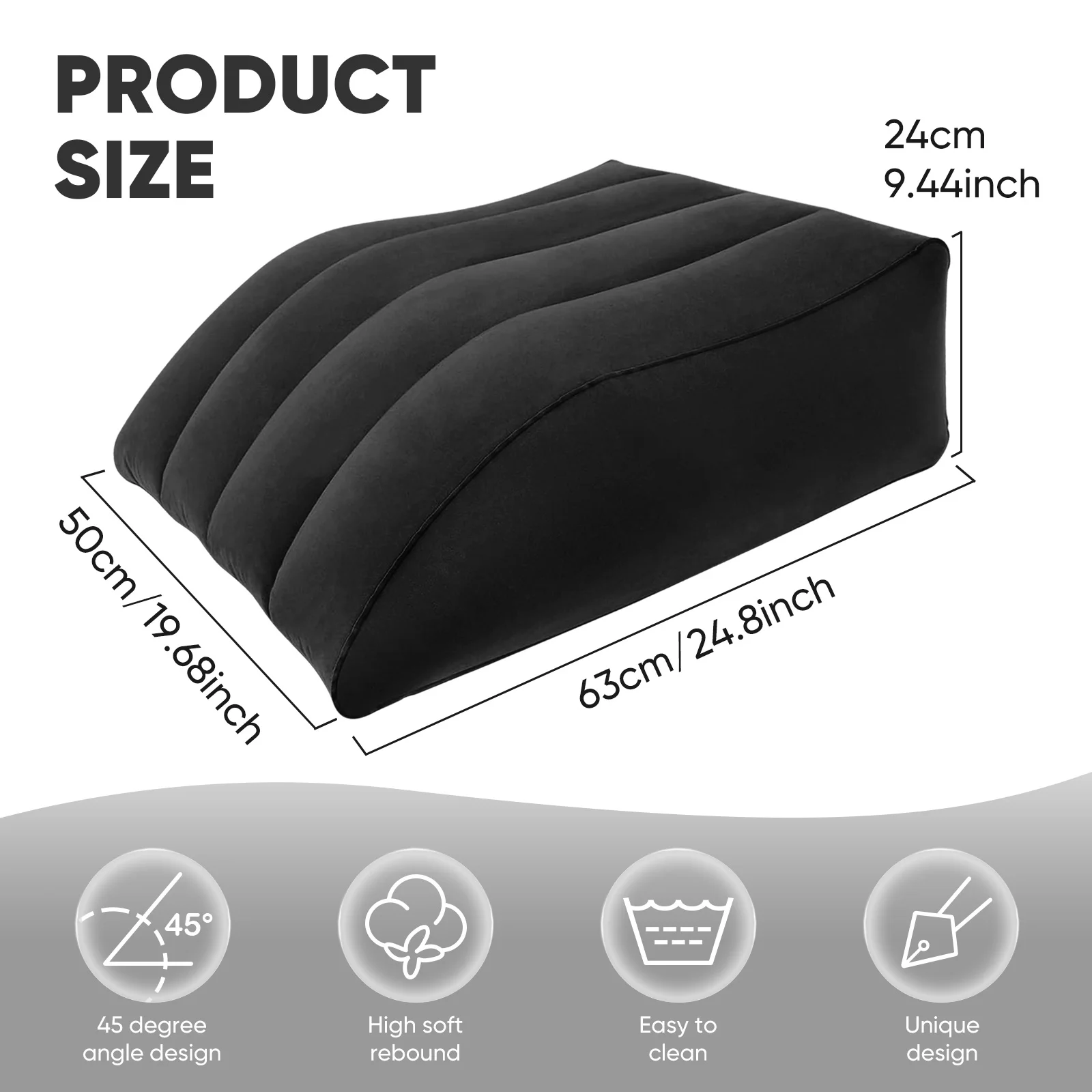 Almohadas para elevar piernas, almohadas inflables para hinchazón, almohada de cuña portátil para mejorar la circulación y reducir la hinchazón