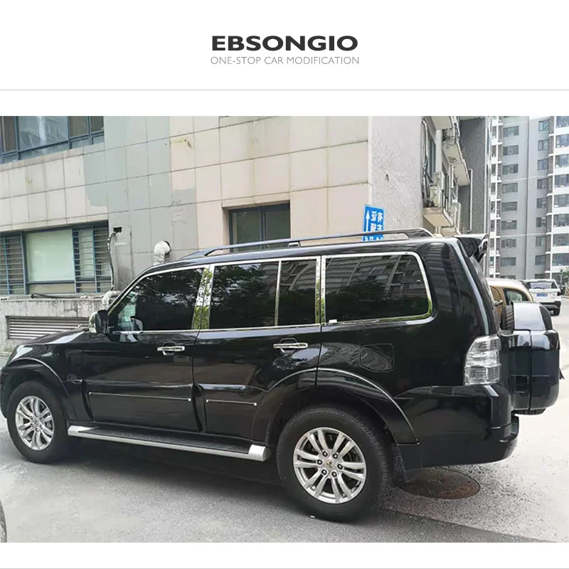 Accesorios para Mitsubishi Pajero V93 V97 V73 V77 2007-2019, cubierta de tira de pilar de ventana de coche, pegatina de pilares centrales de acero inoxidable