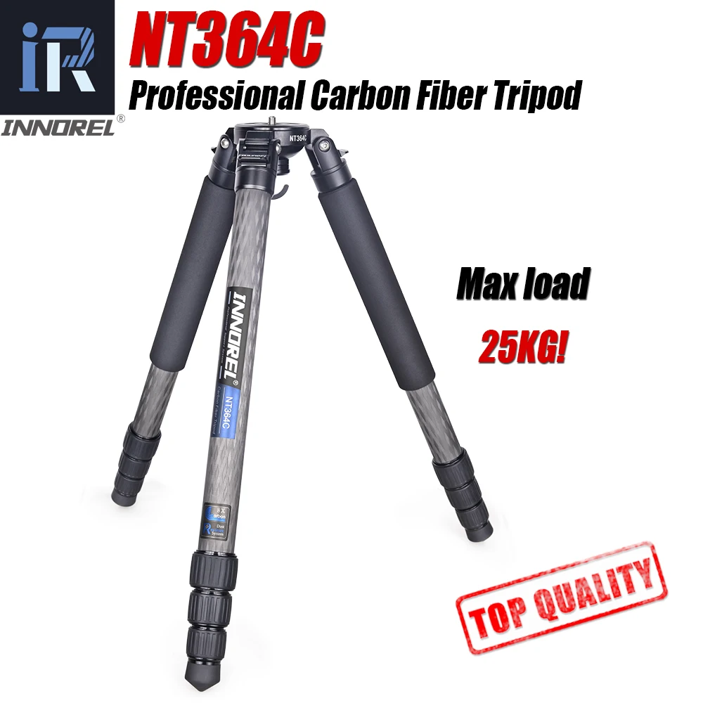 Trípode profesional NT364C de fibra de carbono para cámara DSLR, videocámara, resistente, carga máxima de 25kg, soporte para cámara de observación de aves