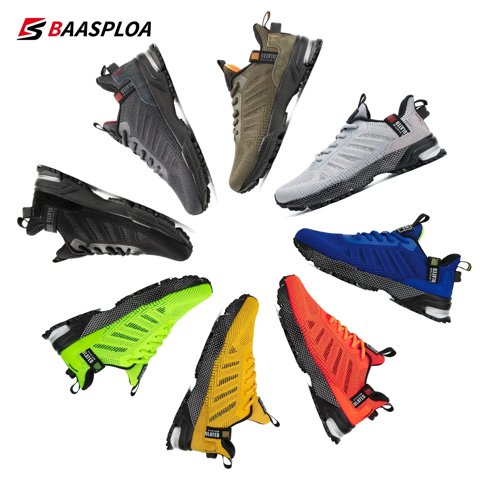Baasploa, zapatillas para correr para hombre, zapatillas deportivas ligeras y transpirables para correr, zapatillas deportivas informales cómodas con cordones a la moda para hombre, antideslizantes