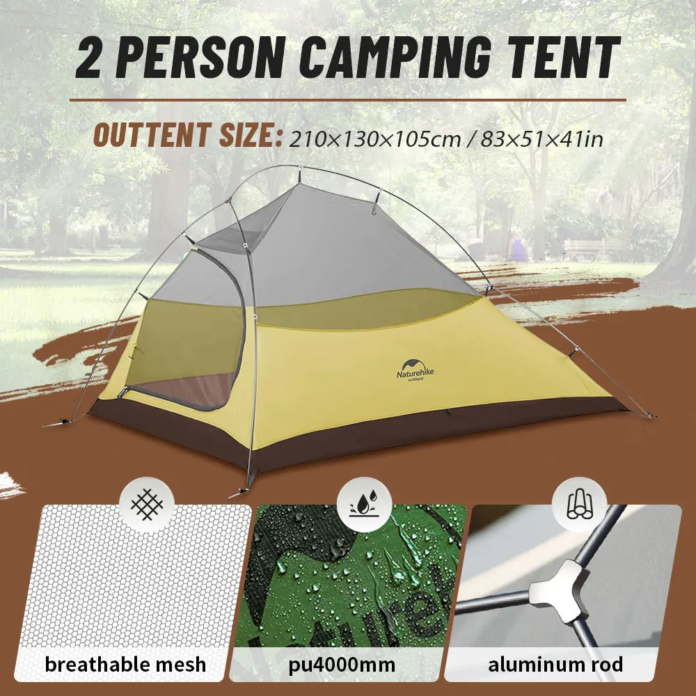 Naturehike Cloud Up 1, 2 y 3 personas tienda de campaña ultraligera impermeable tiendas de senderismo senderismo mochilero refugio tienda de viaje