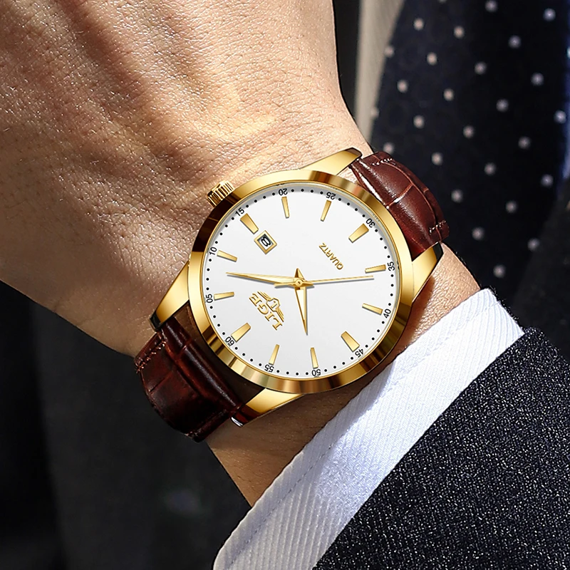 Reloj LIGE de cuero marrón a la moda para hombre, relojes de pulsera deportivos militares de cuarzo para hombre, cronógrafo informal resistente al agua, relojes masculinos
