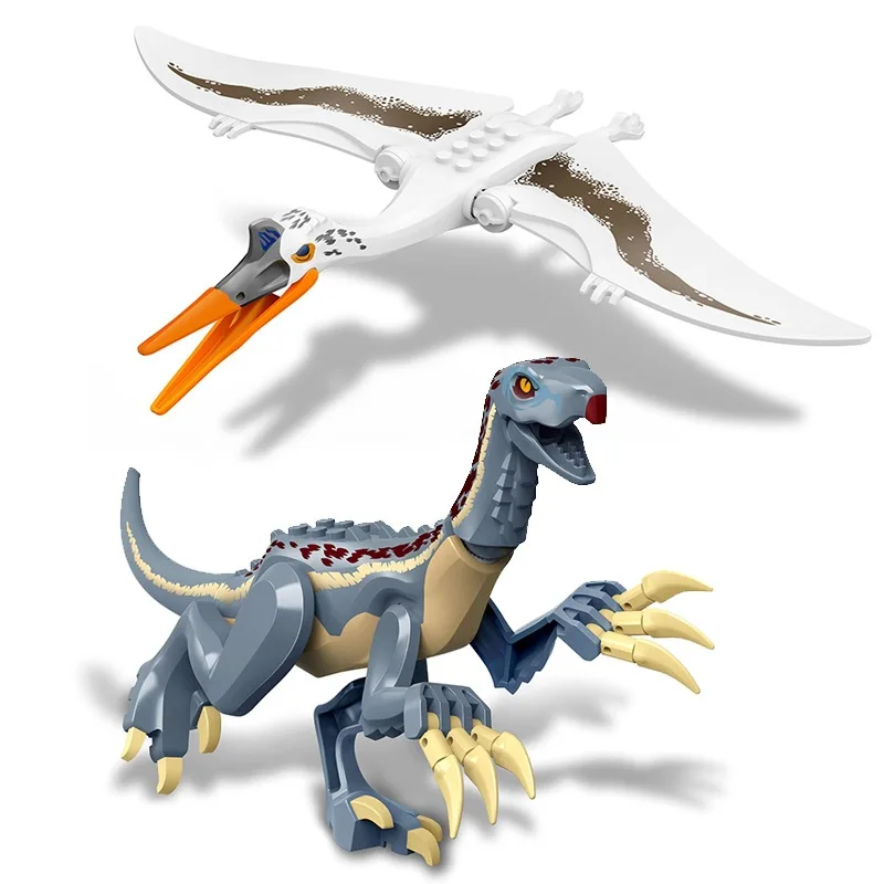 Bloques de construcción de dinosaurios de gran tamaño, Giganotosaurus, Dios del viento blanco, pterosaurio, Therizinosaurus, ladrillos DIY, juguetes para niños, regalos de navidad