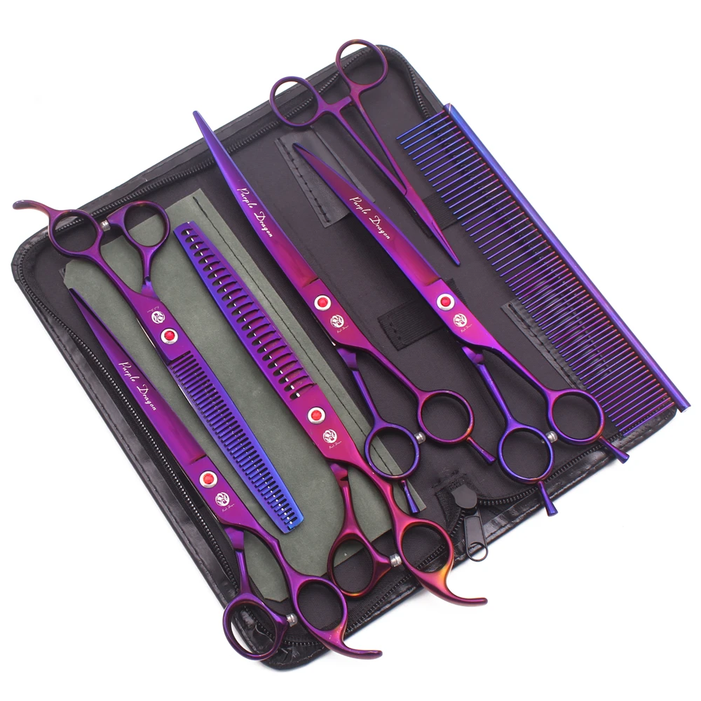 Tijeras de cuidado para perros Purple Dragon de 8 pulgadas, tijeras de adelgazamiento, tijeras profesionales para gatos y mascotas, corte de pelo, Z3015-b de alta calidad