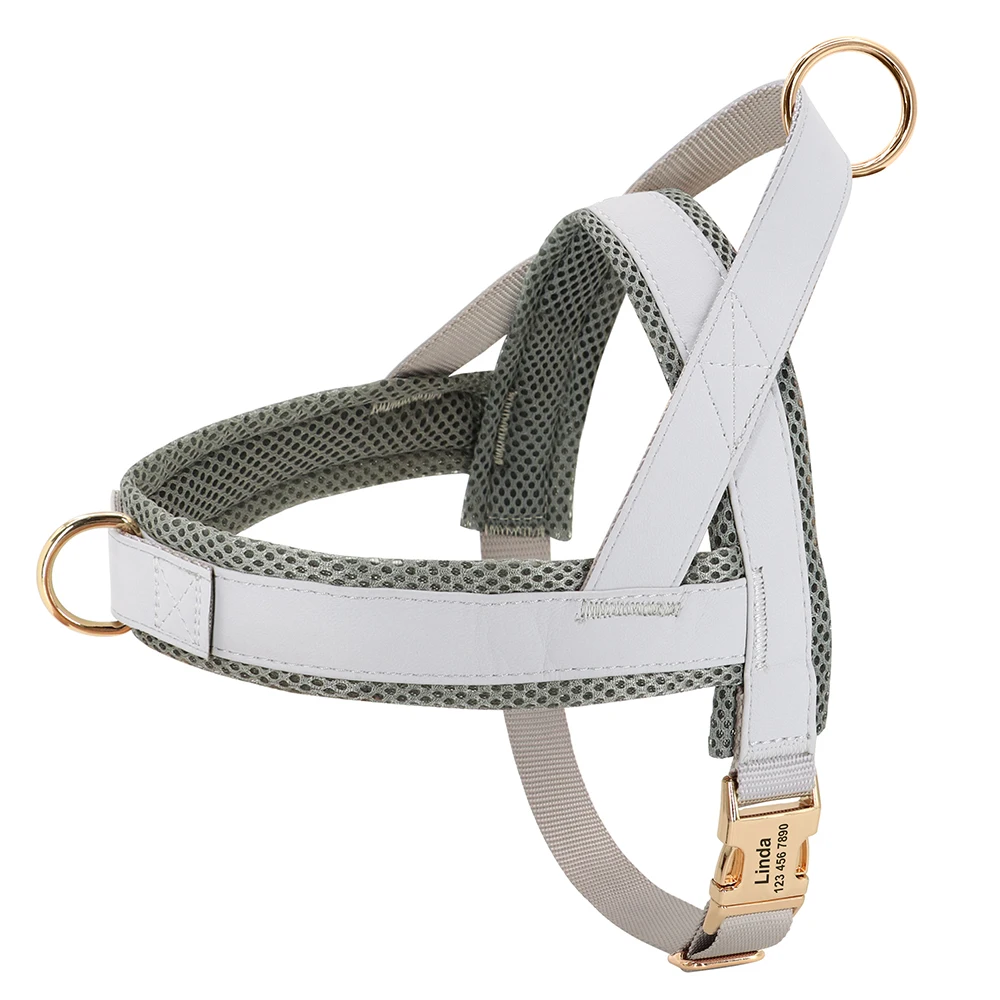 Arnés para perros personalizado, arneses para perros sin tirones, chaleco de entrenamiento ajustable para caminar para mascotas, para perros medianos y grandes, Bulldog, grabado gratis