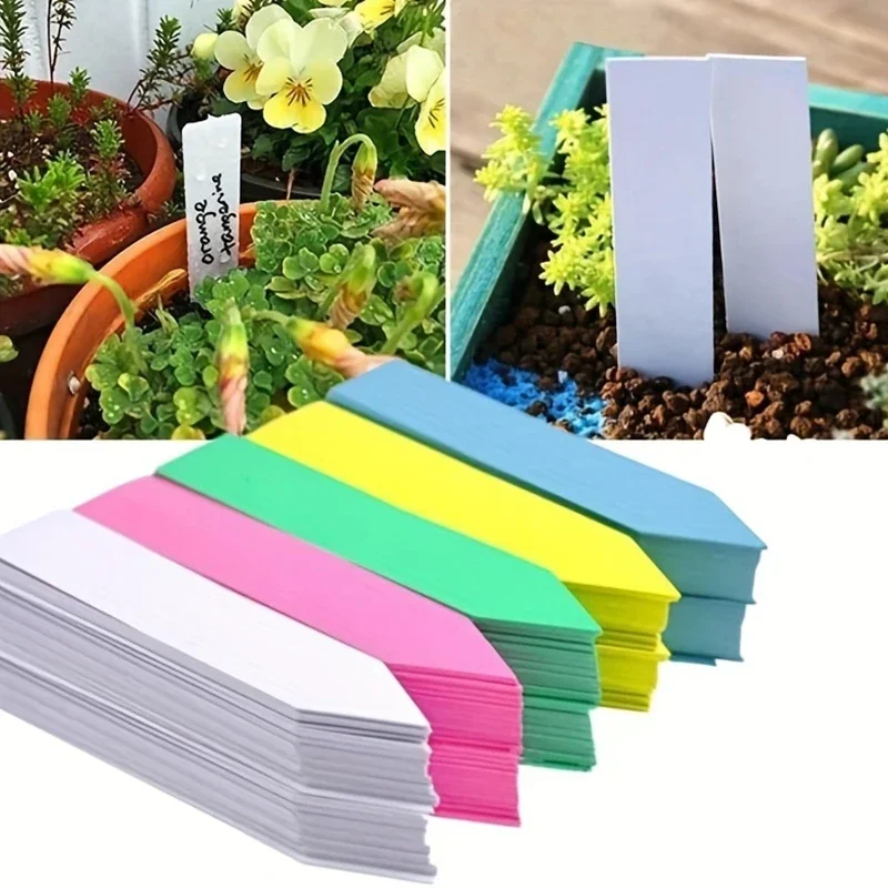 100 Uds. Etiquetas para plantas de jardín, accesorios para plantas, macetas, etiquetas de plástico para plantas, marcadores para vivero, bandeja de etiquetas, herramienta de bricolaje