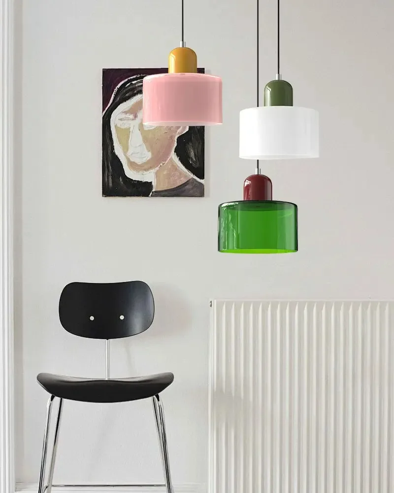 Lámpara de Techo Vintage de Vidrio Tintado, Pequeña, para Mesita de Noche o Comedor, E27, Rosa, Naranja, Verde, Blanca, Decorativa para el Hogar