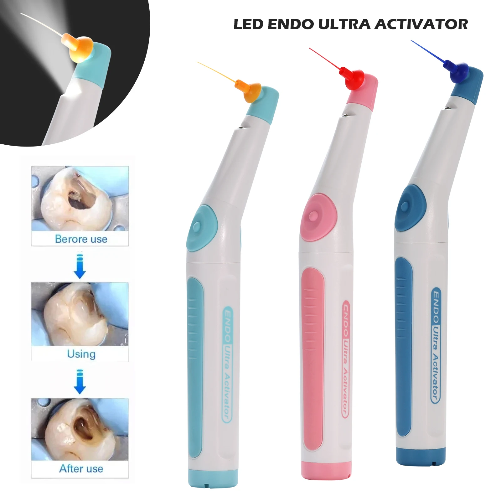 Dental inalámbrico LED Endo ultrasónico activador sónico irrigador de conducto radicular pieza de mano + 150 puntas de escala gratis