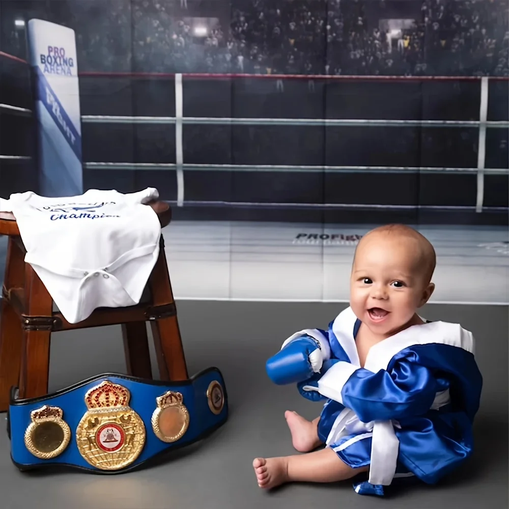 Accesorios de fotografía recién nacido, conjunto de traje de boxeo para bebé, bata, guantes, pantalones cortos, disfraz de campeón de boxeo, regalo de ducha para sesión de fotos infantil