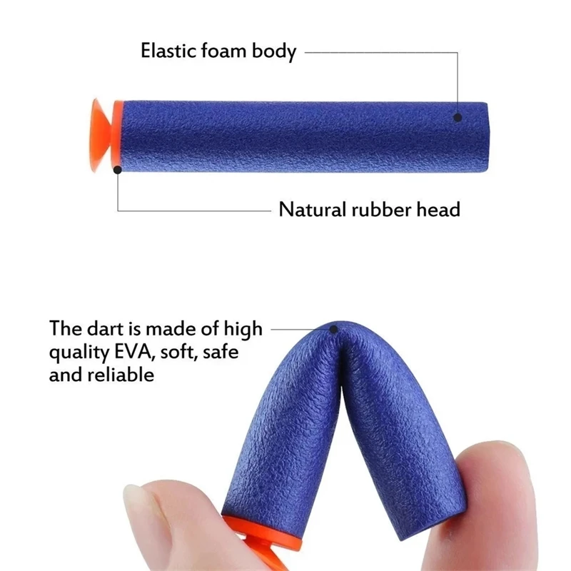 Balas de cabeza de succión azul para niños, 100 piezas, 7,2 cm, para Nerf n-strike Elite Series Blasters, espuma EVA, dardos de repuesto, accesorios para pistolas de juguete