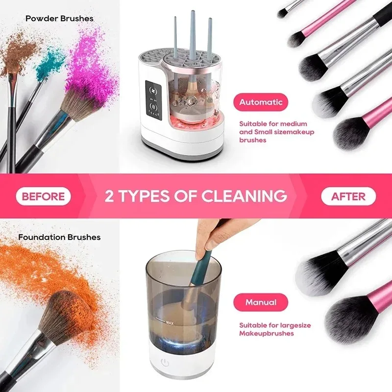 Máquina Limpiadora de Brochas de Maquillaje Eléctrica 3 en 1 con Secador de Brochas de Maquillaje, Soporte, Herramienta Limpiadora de Brochas Cosméticas Automática Portátil con USB