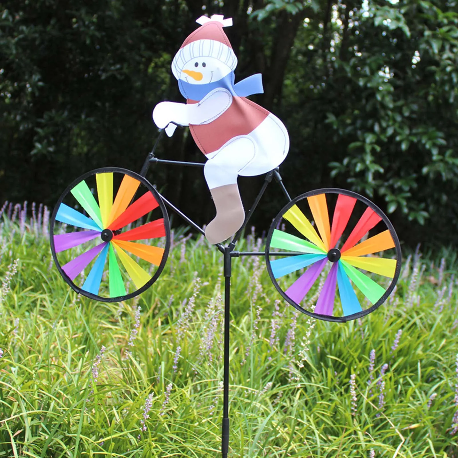 Molino de viento 3D para bicicleta, Estaca de jardín bonita, Spinner de viento para adorno de jardín