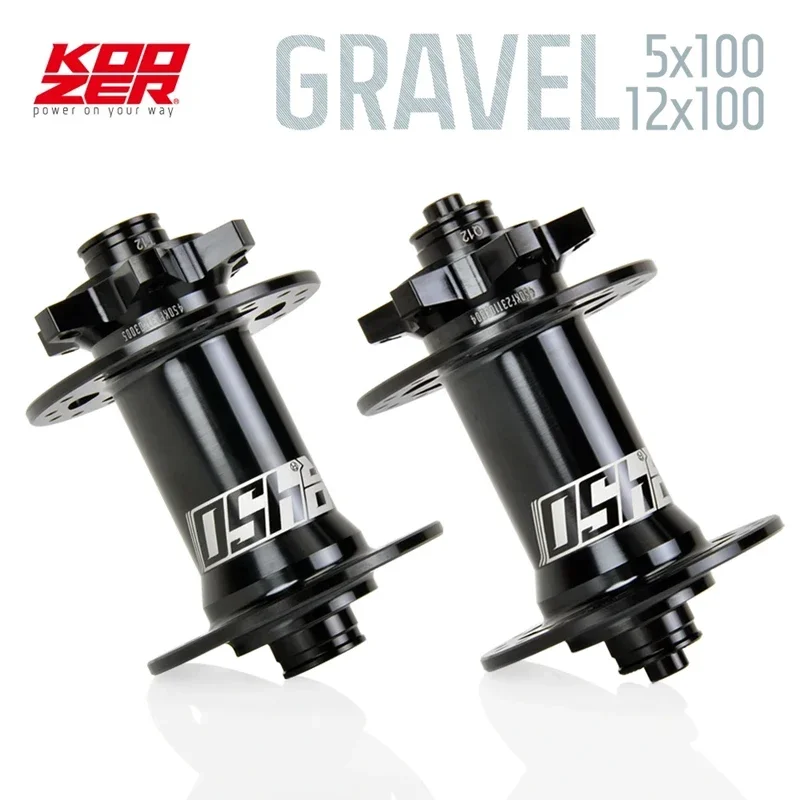 Koozer 450 bujes delanteros de bicicleta de grava CX 5x100mm QR 9x100mm TA 12x100 a través de 28H 32H agujeros 6 pernos freno de disco de carretera