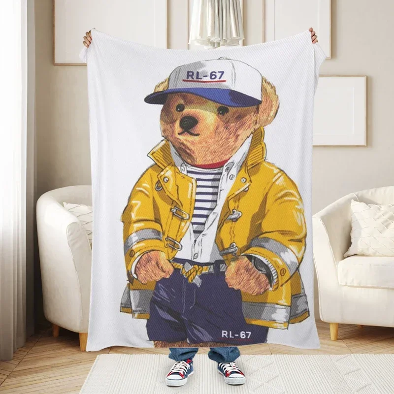 Mantas de sofá para invierno, osos z-polo, manta suave y esponjosa para siesta, tamaño King, ropa de cama de microfibra, cama cálida hasta la rodilla, forro polar para acampar y hogar