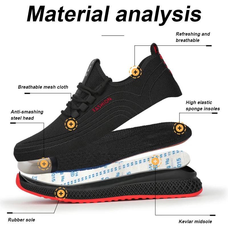 Mangu Air Mesh zapatos de trabajo con punta de acero, zapatos de trabajo transpirables, zapatos de seguridad para hombre y mujer, botas de seguridad ligeras a prueba de pinchazos