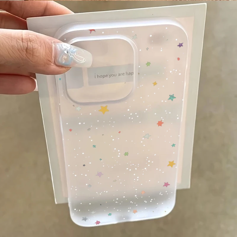 Funda Minimalista Transparente Esmerilada de TPU con Diseño de Estrella para iPhone 18 17 16 15 14 13 12 11 Pro Max XS X XR 7 8 Plus, Cubierta Suave Transparente