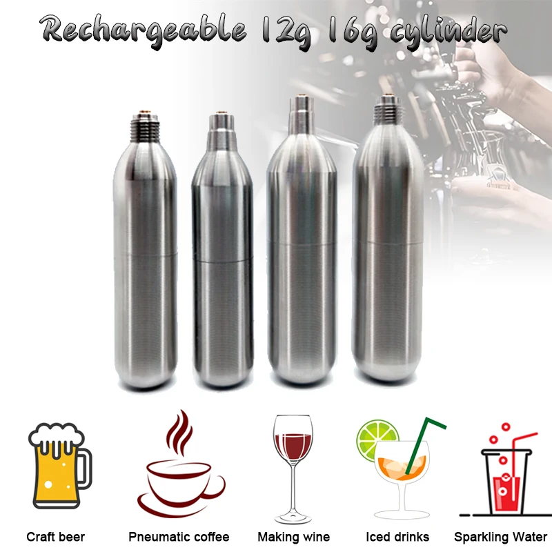 Nuevo Diseño Cartucho de CO2 sin Rosca 16G 12g Recargable para Bomba, Dispensador de Cerveza Casera, Máquina de Soda, Agua con Gas, Elaboración de Cerveza, Barril de Cerveza