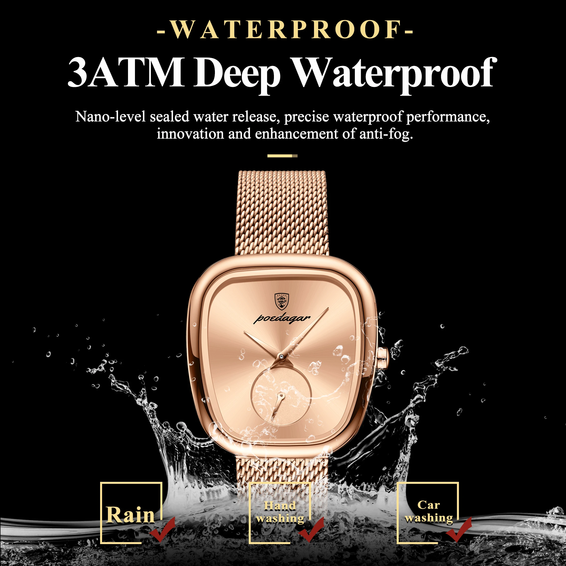 Reloj POEDAGAR de marca de lujo para mujer, relojes de malla de acero inoxidable resistentes al agua para mujer, Reloj de pulsera de cuarzo elegante a la moda para mujer