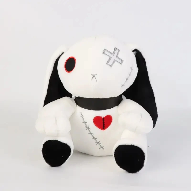 Conejo gótico espeluznante de peluche, conejo loco en contraste blanco y negro, conejito gótico espeluznante, Animal relleno bonito, regalo de cumpleaños de Halloween
